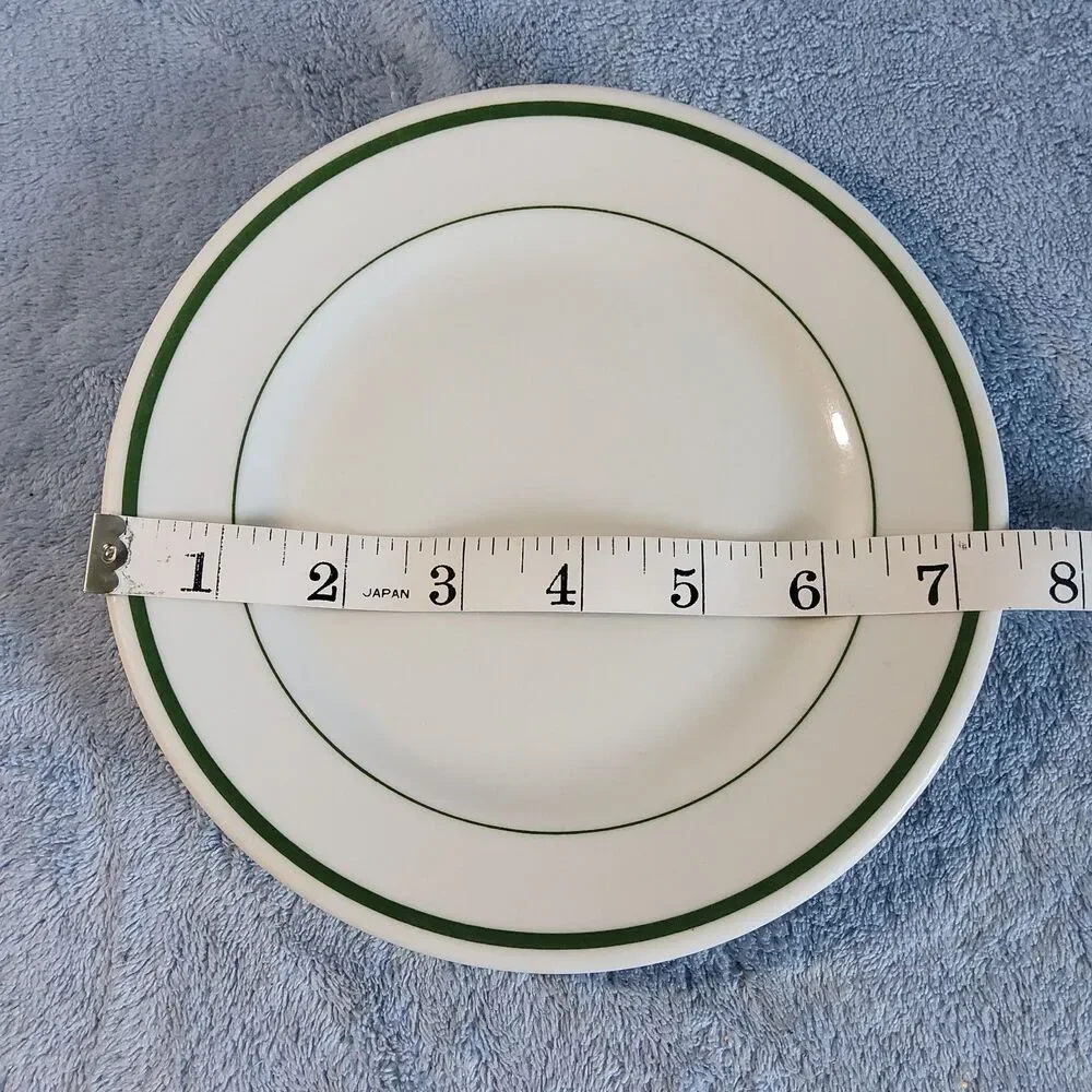 2 Vintage Restaurantware Albert Pick Co Green Band Salad Bread Plates 7.5